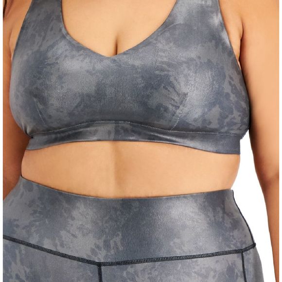 ID Ideology Women's Foiled Strappy Low Impact Sports Bra Gray Size 1X - Picture 3 of 3